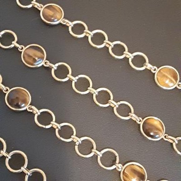 Chaps Gold Tone Chain with Amber Tiger Tone Beads - Picture 6 of 11